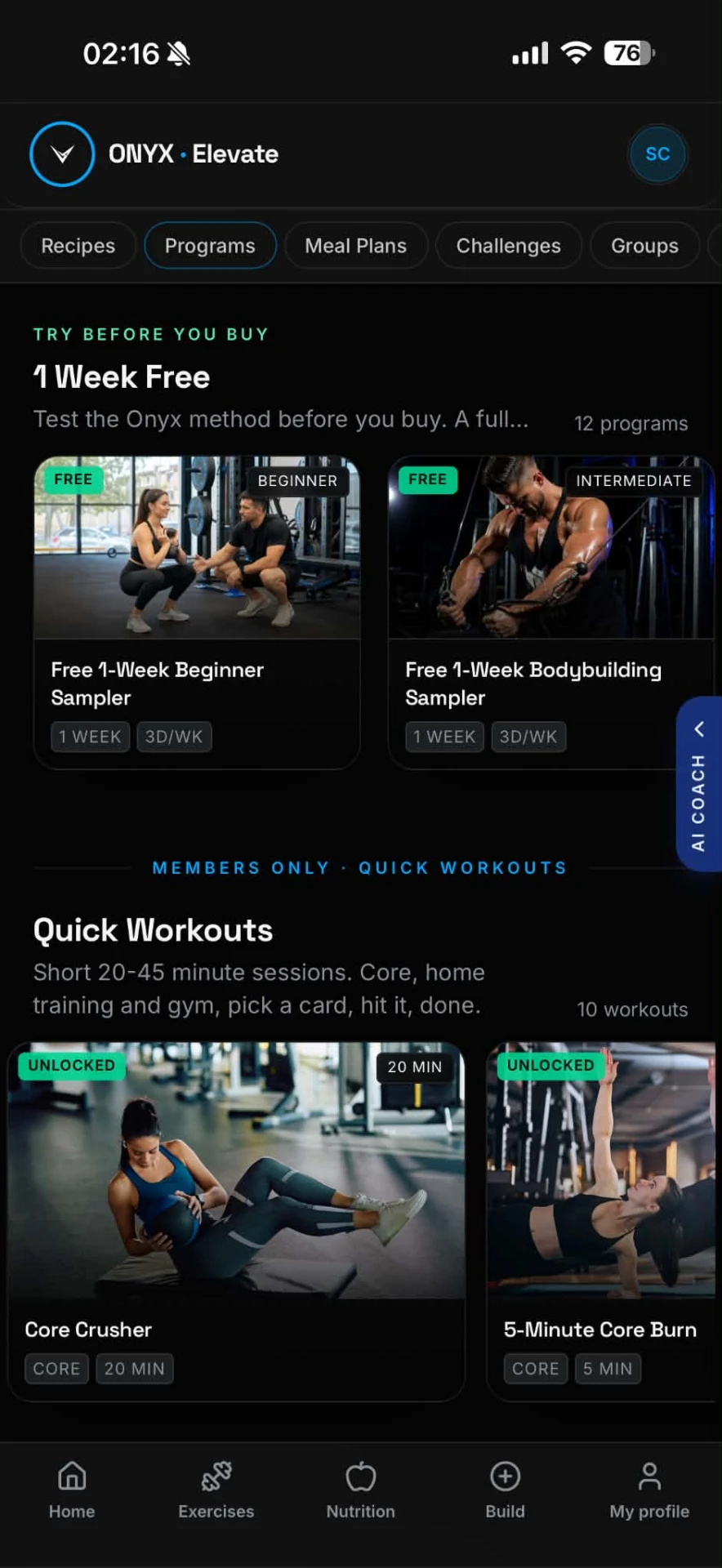 Onyx Elevate training programs overview