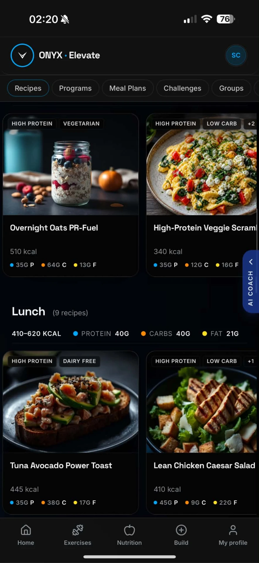 Onyx Elevate free healthy recipes